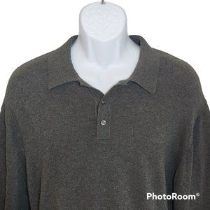 Jos A. Banks Men's XL Pima Cotton Gray Long Sleeved Sweater w/Collar EUC